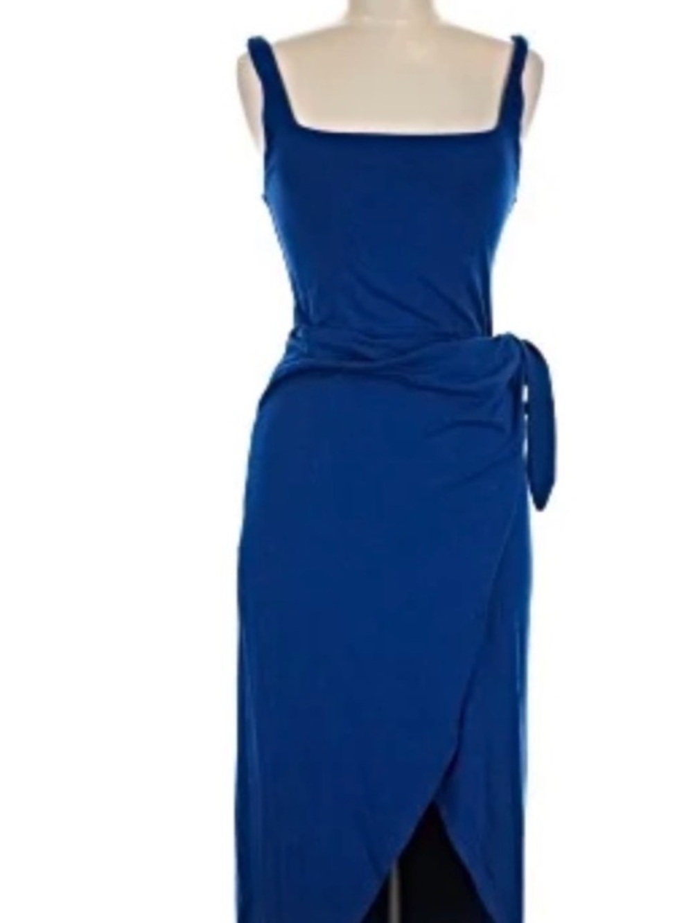 Wilfred Deep Blue Sleeveless Square-Neck Maxi Wrap Dress